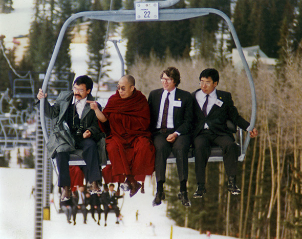 Dalai Lama skiing